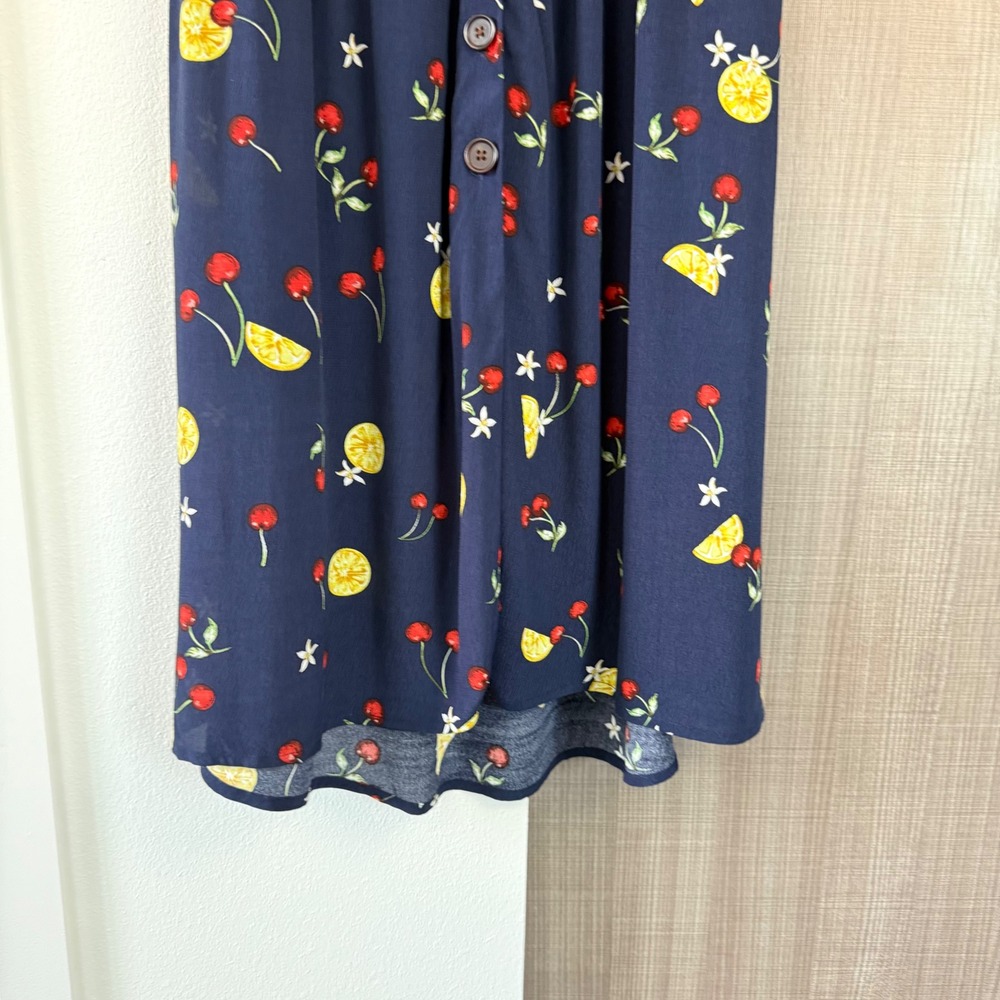 NEW Capulet Anthropologie Bettie Midi Shirtdress Navy Fruit Print Size Medium - Picture 8 of 15
